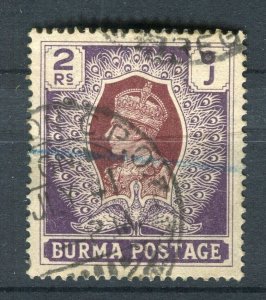 BURMA; 1938 early GVI Portrait issue fine used 2R. value