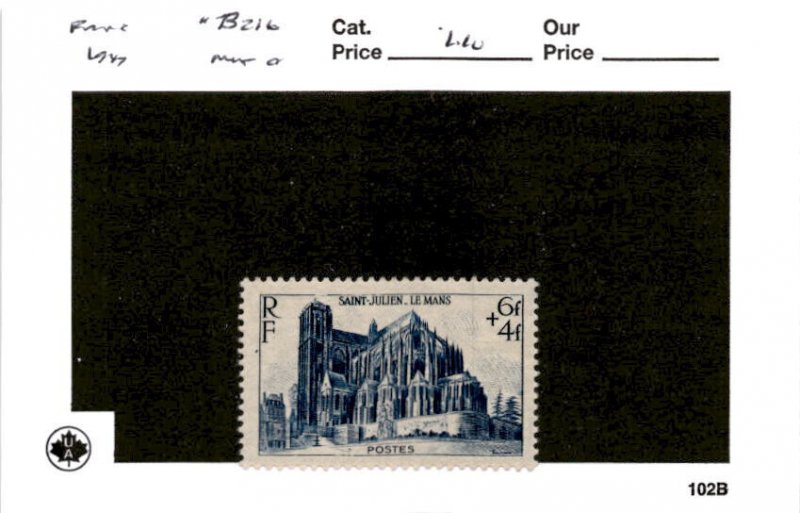 France, Postage Stamp, #B216 Mint Hinged, 1947 Churches (AB)