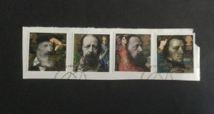 GB 1992 Tennyson. Set of 4 used stamps. Ex FDC. On paper.