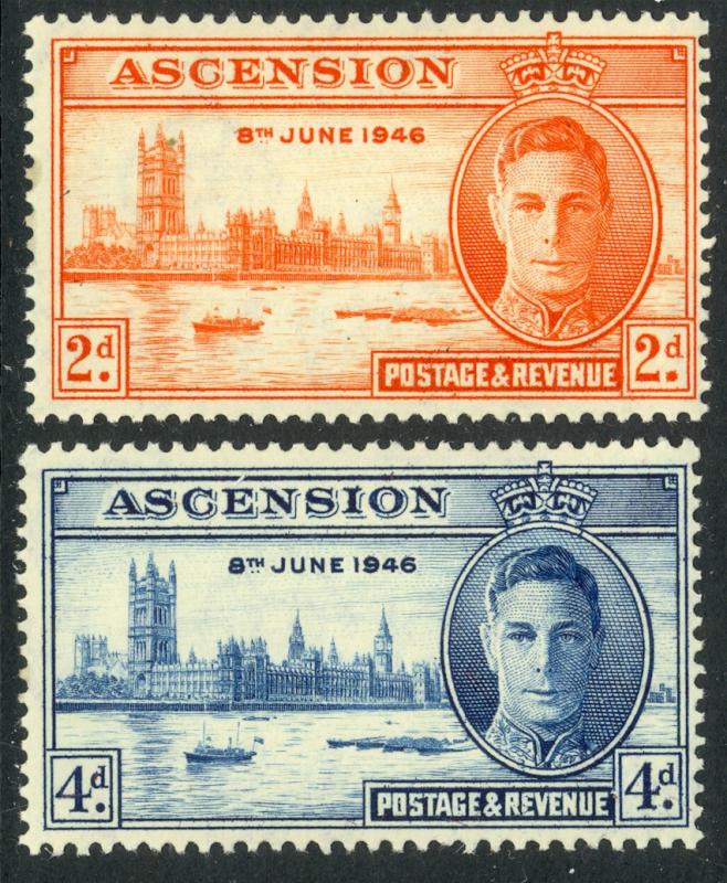 ASCENSION 1946 KGVI WW2 PEACE AND VICTORY Set Sc 50-51 MNH