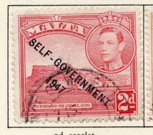Malta 1948-53 Early Issue Fine Used 2d. Optd 026062