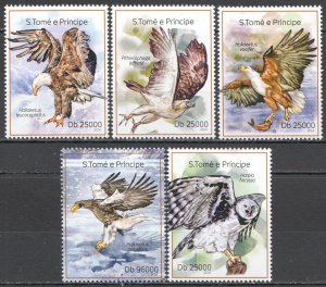 Wb283 2014 Sao Tome & Principe Eagles Birds Fauna #5599-03 Set Mnh