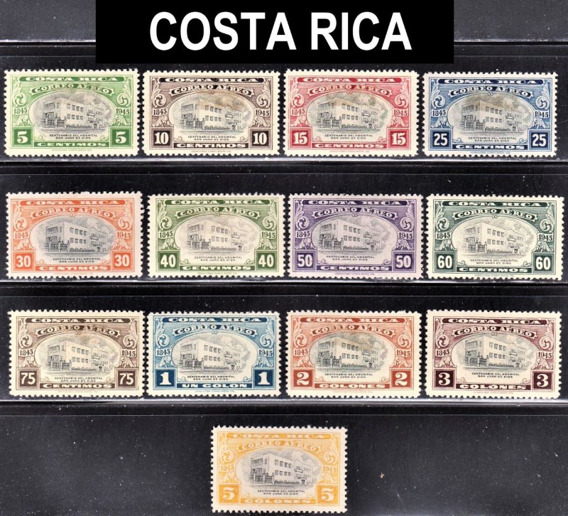 Costa Rica Scott C128-40 complete set F to VF mint OG H or HR..