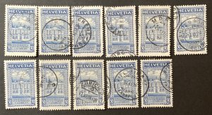 Switzerland 1924 #205, UPU Congress, Wholesale lot of 11, Used, CV $101.75