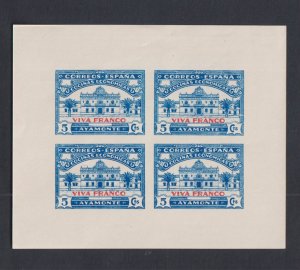 Spain Ayamonte civil war 1937 MNH Imperf. block of 4  blue