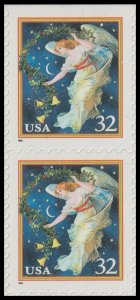 US 3012 Christmas Midnight Angel 32c vert pair MNH 1995