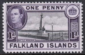 Falkland Islands KGVI 1938 1d Black Purple-Violet SG148a Mint Never Hinged