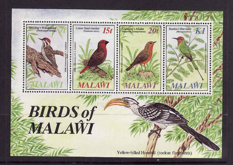 Malawi-Sc#473a-unused NH Bird sheet-Birds of Malawi-