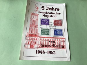 Germany DDR  5 Year Democratic Magistrat Berlin  1953 stamp Card Ref 52206