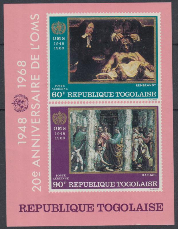 XG-I879 TOGO IND - Paintings, 1968 1948, Oms 20Th Anniversary, Imperf. MNH Sheet