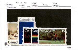 Canada, Postage Stamp, #610-614 Mint NH, 1972-1973 (AC)