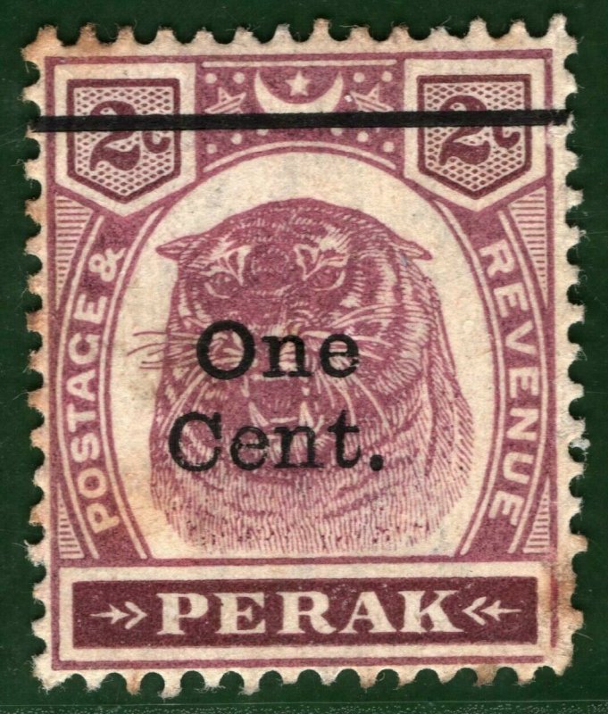 MALAYA Stamp PERAK TIGER 1c/2c Surcharge c1900 Mint MM ex Collection YELLOW317