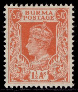 BURMA GVI SG55, 1½a orange, LH MINT.