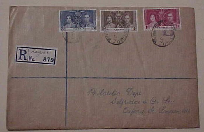 NIGERIA KING GEORGE VI CORONATION 1937 MAY 12  LAGOS REGISTERED  FDC  