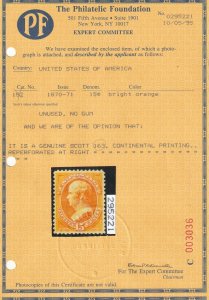 163 VF+ unused w/ PF cert ( mint no gum ) with nice color cv $ 800 ! see pic !