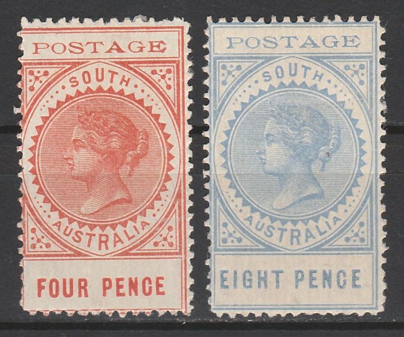 SOUTH AUSTRALIA 1902 QV THIN POSTAGE 4D AND 8D