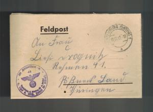 1942 Rastenburg Germany Waffen SS Feldpost Cover w letter East Prussia