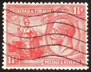 1922, Trinidad and Tobago 1 1/2p, Used, Sc 23