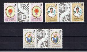 GAMBIA 1981 ROYAL WEDDING GUTTER PAIRS