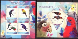 Madagascar 2014 Birds Parrots II Sheet + S/S MNH