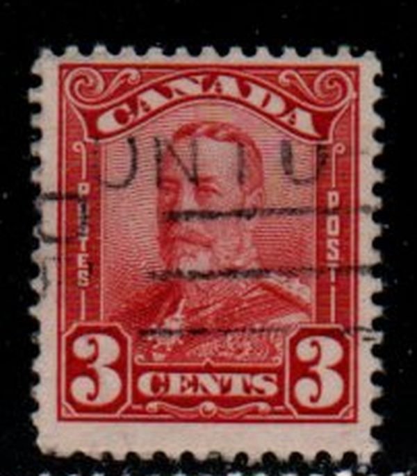 Canada Sc 151 1928 3 c dark carmine George V  scroll issue stamp  used