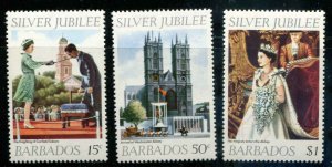 Barbados SC# 452-4 QEII Silfer Jubilee MNH