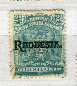 RHODESIA; 1905 early Springbok Optd issue fine used 2.5d. value