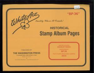 2015 White Ace United States Booklet Panes Stamp Album Supplement BP-36