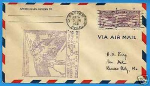 #30E11, DENVER - INTERSTATE AIRLINES 1931 CAM 30, FIRST FLIGHT AIRMAIL COVER.