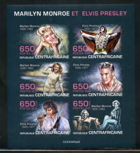 CENTRAL AFRICA  2023 MARILYN MONROE & ELVIS PRESLEY IMPERF SHEET MINT NH