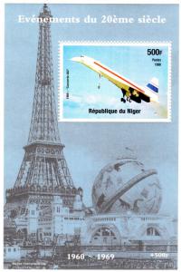 Niger 1998 Concorde/Eiffel Tower Souvenir Sheet (1) Perforated MNH