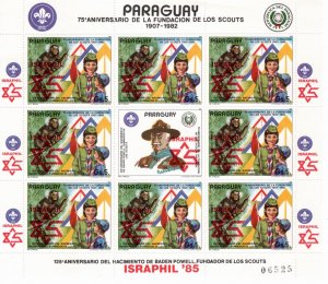 Paraguay 1985 MNH Sc 2140 sheet of 8 with label