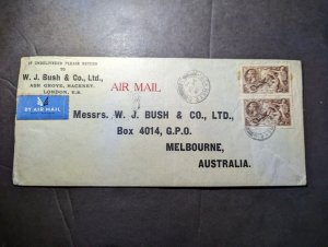 1936 England Airmail Cover Half Crown Postage Cover London to Australia