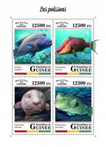 GUINEA - 2018 - Fishes - Perf 4v Sheet - MNH