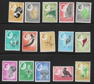 Swaziland #92-106 MNH part set, various designs, issued 1962