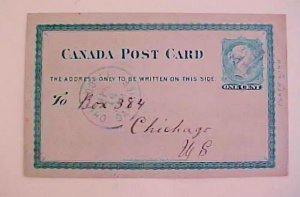 CANADA MITCHELL MANUSCRIPT B/S CHICAGO CARRIER 1877