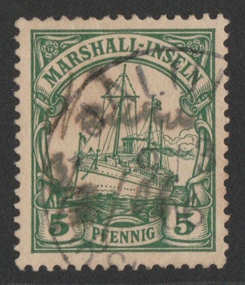 NAURU 1906 precursor use of Marshall Yacht 5pf green. 