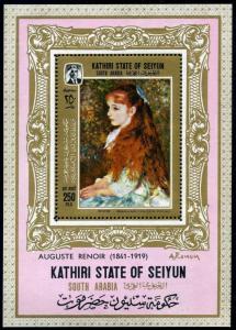 Aden Kathiri State Seiyun 133 Bl.6A,MNH. Auguste Renoir,1967.