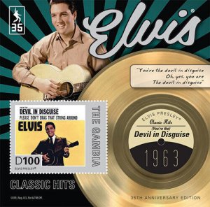 Gambia 2012 - Elvis Presley - Top 100 Hits - Souvenir sheet - Scott #3448 - MNH