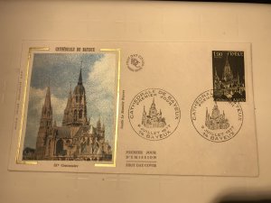 France Colorano silk FDC, 9 juillet 1977, Cathédrale de Bayeux - 14 Bayeux