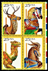 US 2390-2393 MNH VF Carousel Animals Block of 4