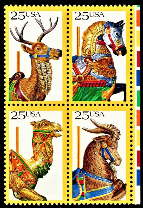 US 2390-2393 MNH VF Carousel Animals Block of 4