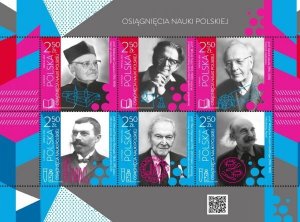 Poland 2016 Outstanding Polish scientists set of 6 stamps in block MNH