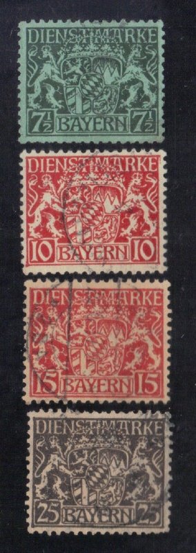 BAYERN, GERMAN STATE SCOTT# O8, O10, O15 USED  1916-17