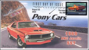 22-195, 2022 , Pony Cars, Pictorial Postmark, First Day Cover, Classics, 1969  