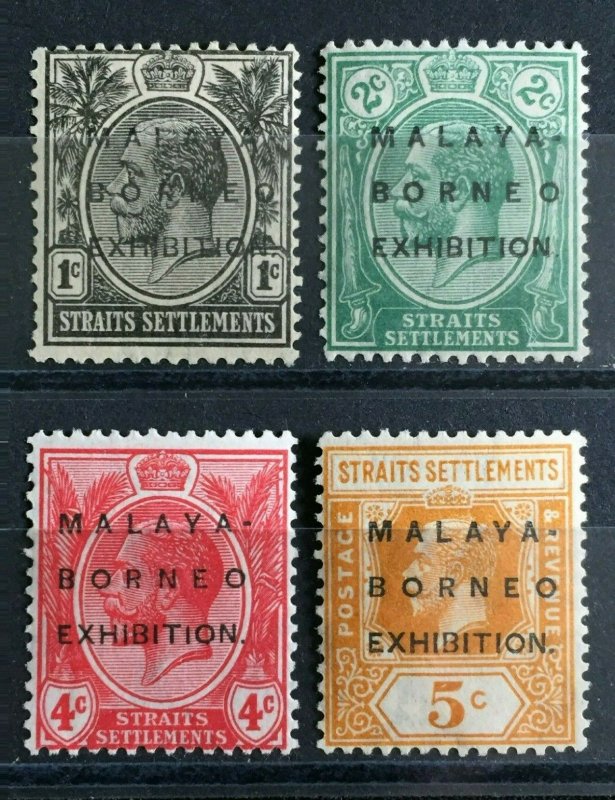 MALAYA-BORNEO EXHIBITION MBE opt Straits Settlements KGV 1c -5c MSCA MLH M3305