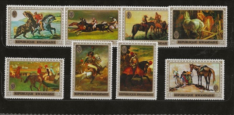 RWANDA Sc 326-33 NH issue of 1970 - HORSES in ART