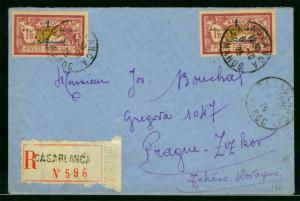 FRENCH MOROCCO 1925.6.10 registered cover from CASABLANCA to Czech Republic