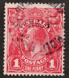 1918 Australia Sc#61 Wmk. 11 - KGV - One Penny - Mute cancel, used cv$17