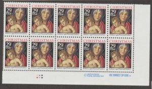 U.S. Scott #2710 Christmas Madonna & Jesus Stamps - Mint NH Zip Block of 10